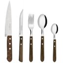 Ver imagem 1 de Organizador de Talheres Faca de Cozinha e Jogo Faqueiro Cucina Mia Inox Madeira 26 peças Simonaggio