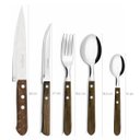 Ver imagem 3 de Organizador de Talheres Faca de Cozinha e Jogo Faqueiro Cucina Mia Inox Madeira 26 peças Simonaggio