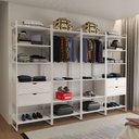 Ver imagem 1 de Closet Industrial Casal Completo Loft Branco 4 Módulos Cabideiro com Gavetas Ferro Branco
