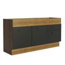 Ver imagem 1 de Balcão de Pia Cozinha 150 cm 2 Portas e 2 Gavetas (Sem Tampo e Pia) Rustic/Preto Agata Madesa