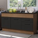 Ver imagem 3 de Balcão de Pia Cozinha 150 cm 2 Portas e 2 Gavetas (Sem Tampo e Pia) Rustic/Preto Agata Madesa