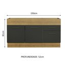 Ver imagem 4 de Balcão de Pia Cozinha 150 cm 2 Portas e 2 Gavetas (Sem Tampo e Pia) Rustic/Preto Agata Madesa