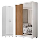 Ver imagem 1 de Guarda Roupa Casal Riva Branco Amêndola Touch Flex com Espelho e Pés e Sapateira Multiuso Golden Bra