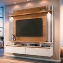 Ver imagem 2 de Painel Home Suspenso Detalhes Ripado 2 Luminárias Led Sala Estar Escritório Quarto Tv até 55 Polegad