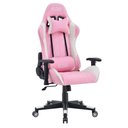 Ver imagem 1 de Cadeira Giratória Gamer Reclinável Kl3 Branco e Rosa