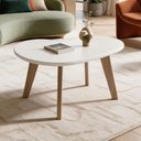 Ver imagem 1 de Mesa de Centro para Sala de Estar Orgânica 91cm Pés Retrô Ariela A05 Off White - Lyam Decor