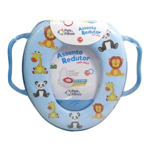 REDUTOR ASSENTO MACIO VASO SANITARIO INFANTIL BEBE COM ALÇA 24661 PAIS E FILHOS - AZUL BICHINHOS