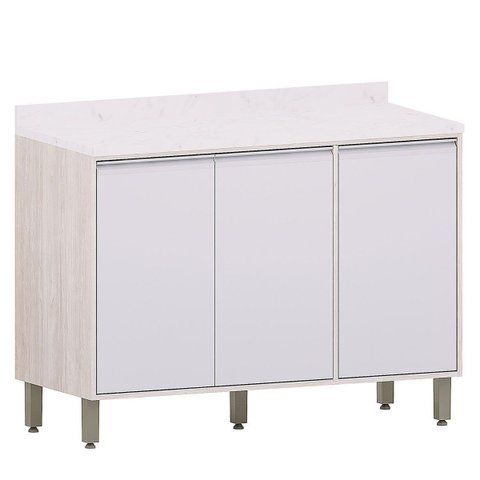 Balcão 120 Cm para Cozinha Modulada 3 Portas Atenas Cinza Cristal