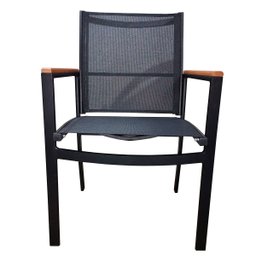 Poltrona Alumínio e Tela Sling Luxo Detalhe Madeira - 6