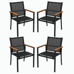 Poltrona Alumínio e Tela Sling Luxo Detalhe Madeira - 4