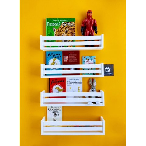 Estante Porta Livro Infantil Nicho Organizador De Brinquedos Mdf 4un55cm