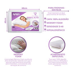 Travesseiro Nasa Viscorelax Perfil Alto com Memoria - 2