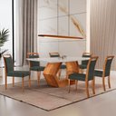 Ver imagem 1 de Mesa Ane 180 Tampo com Vidro Laqueado com 6 Cadeiras Munique