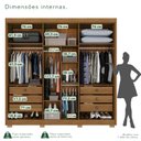 Ver imagem 5 de Guarda-Roupa Casal com Pés e Espelho 100% MDF 6 Portas 6 Gavetas Granada Premium Marrom/Cinamomo/Off-White