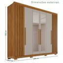 Ver imagem 3 de Guarda-Roupa Casal com Pés e Espelho 100% MDF 6 Portas 6 Gavetas Granada Premium Marrom/Cinamomo/Off-White