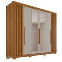 Ver imagem 2 de Guarda-Roupa Casal com Pés e Espelho 100% MDF 6 Portas 6 Gavetas Granada Premium Marrom/Cinamomo/Off-White