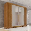 Ver imagem 1 de Guarda-Roupa Casal com Pés e Espelho 100% MDF 6 Portas 6 Gavetas Granada Premium Marrom/Cinamomo/Off-White