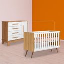 Ver imagem 1 de Conjunto Berço Mini Cama Retrô e Cômoda Sapateira Freijó/branco