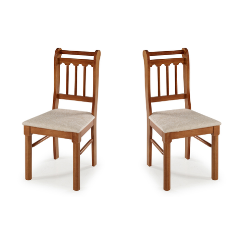 Conjunto Com 2 Cadeiras em Madeira Maciça Mv Outlet Mel