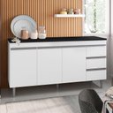 Ver imagem 2 de Balcão de Cozinha Andréia Branco com Tampo 150 Cm Preto Fosco – Ajl