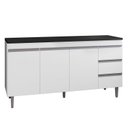 Ver imagem 1 de Balcão de Cozinha Andréia Branco com Tampo 150 Cm Preto Fosco – Ajl