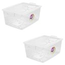 Ver imagem 1 de Kit 2 Caixa Organizadora 30L Com Trava Cristal Ordene