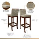 Ver imagem 4 de Kit 2 Banquetas Média em Madeira Castanho Nice Matelassê Suede Bege CCS