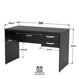 Mesa para Escritório 1mx60cm com Gaveteiro Tpo 30mm Netmobil - 4