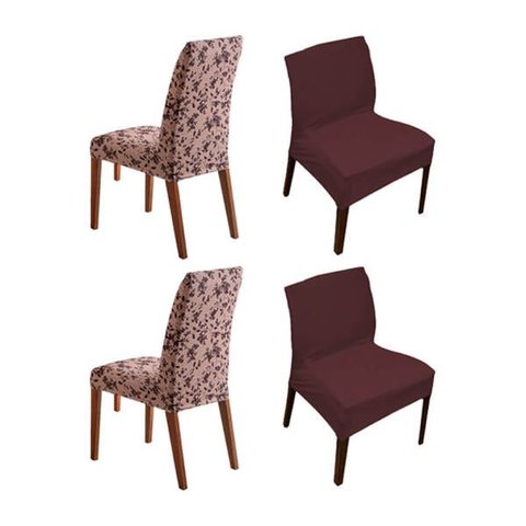 Kit 4 Capa de Cadeira Estampada Lisa Alisso Chocolate Sultan