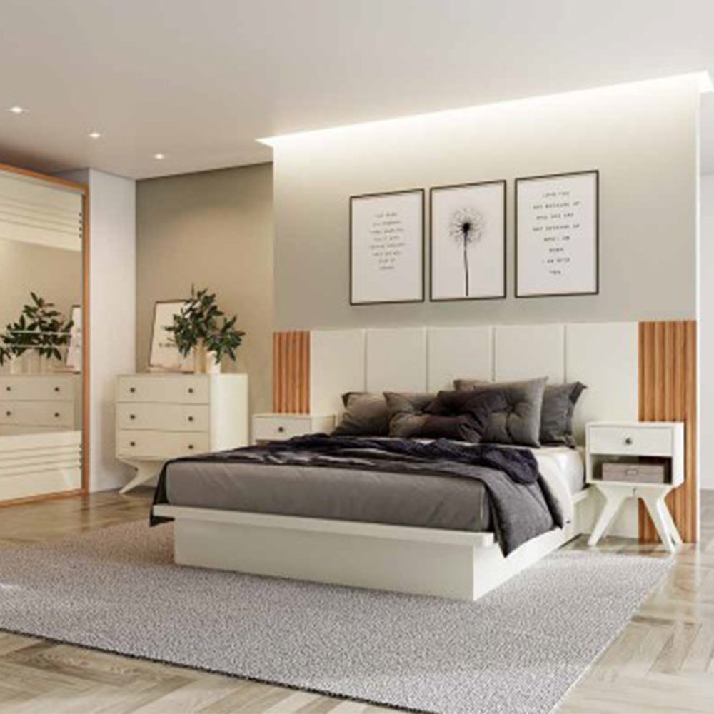 Cama Japonesa Casal Baixa sem Cabeceira Mdf Tw22 Dalla Costa - Off