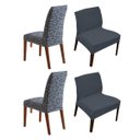 Ver imagem 1 de Kit 4 Capa de Cadeira Estampada e Lisa Botanica Cinza Sultan