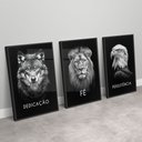 Ver imagem 3 de Kit 3 Quadros Decorativo Dedicação, Fé e Persistência Preto e Branco Sala Quarto Casa Escritório