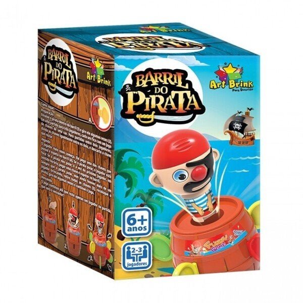 Jogo de Mesa Pula Pirata Barril Grande Brinquedo Infantil Criança