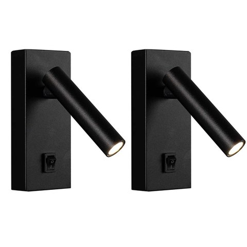 2 Arandela de Leitura Quarto Led Interruptor Preto Foco Movel Bet53
