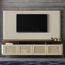 Ver imagem 3 de Rack com Painel para TV Bend 220cm MDF Porta Sextavada Louro e Luna com Dourado Casa Lar Shop