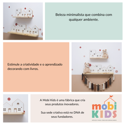 Kit 2 Prateleiras Montessori Cidade – Infantil em Madeira para Livros e Decoração - 9