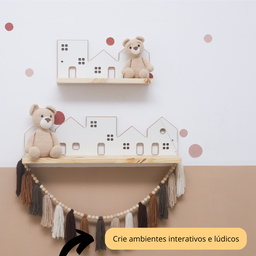 Kit 2 Prateleiras Montessori Cidade – Infantil em Madeira para Livros e Decoração - 5