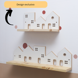 Kit 2 Prateleiras Montessori Cidade – Infantil em Madeira para Livros e Decoração - 3