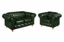 Ver imagem 1 de Kit Sofá Luis XV Chesterfield Namoradeira 2 lugares + 1 Poltrona - Couríssimo Verde