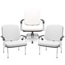 Ver imagem 1 de Kit Cadeira de Escritório Giratória e 2 Cadeiras Fixas Cromada Magno P03 Vinil Branco - Lyam Decor