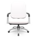 Ver imagem 2 de Kit Cadeira de Escritório Giratória e 2 Cadeiras Fixas Cromada Magno P03 Vinil Branco - Lyam Decor