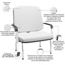 Ver imagem 5 de Kit Cadeira de Escritório Giratória e 2 Cadeiras Fixas Cromada Magno P03 Vinil Branco - Lyam Decor