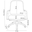 Ver imagem 6 de Kit Cadeira de Escritório Giratória e 2 Cadeiras Fixas Cromada Magno P03 Vinil Branco - Lyam Decor