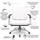 Ver imagem 4 de Kit Cadeira de Escritório Giratória e 2 Cadeiras Fixas Cromada Magno P03 Vinil Branco - Lyam Decor