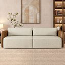 Ver imagem 2 de Sofá 3 Lugares Sala Living Orgânico 240cm Oregon K01 Couríssimo Whisky Linho Champanhe - Lyam Decor