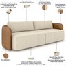 Sofá 3 Lugares Sala Living Orgânico 240cm Oregon K01 Couríssimo Whisky Linho Champanhe - Lyam Decor - 4