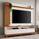 Ver imagem 1 de Estante para Tv até 65 Polegadas 2 Portas Ripado Hill Off White Tx/freijó Trend - Pnr Móveis