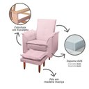 Ver imagem 3 de Poltrona Relaxante para Idosos Luna com Puff Suede Rosa Bebê Liso Tana Decor Newbelle Decor