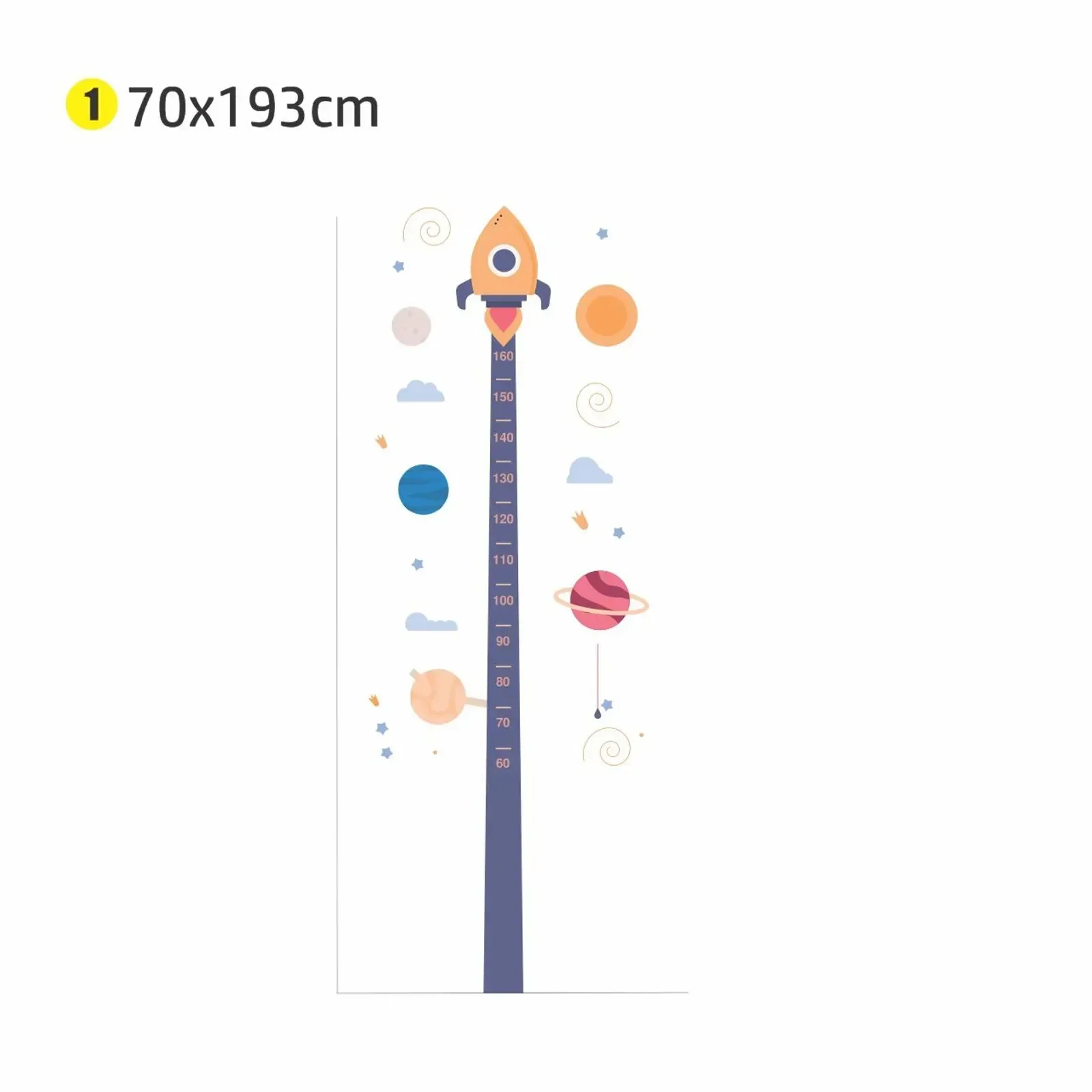 Ver imagem 2 de Adesivo Parede Régua Foguete Espacial Quarto Infantil 70x193