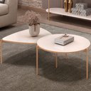 Ver imagem 1 de Kit Mesa de Centro Redonda Ellie e Mesa de Centro Trina D05 Off White - Lyam Decor